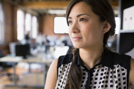 Woman at Office Looking Away